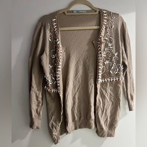 Blumarine Beaded Taupe Cardigan